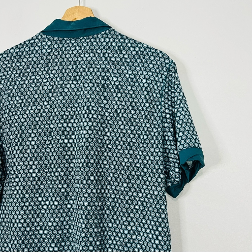 A&F Teal Geometric Pattern Performance Polo Medium - Picture 5 of 6